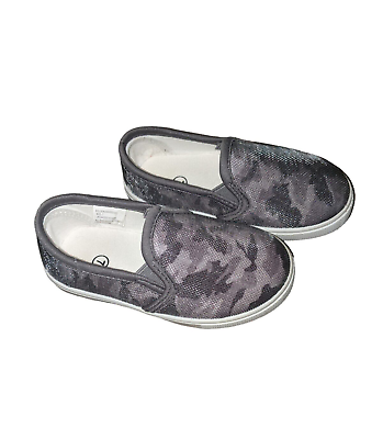 #ad Unisex Sz 7 Toddler Gray Black Camo Camouflage Slip On Sneakers Flats Shoes $7.99