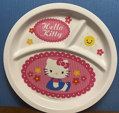 #ad HELLO KITTY Kids Childs Divided Dinner Plate 2013 Melamine ZAK Designs 8” $6.95