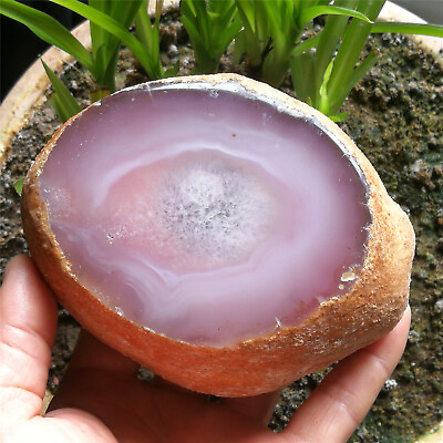 #ad 970g Pink Natural Big Moving Water Bubble Enhydro Agate Crystal Specimen Cut $272.91