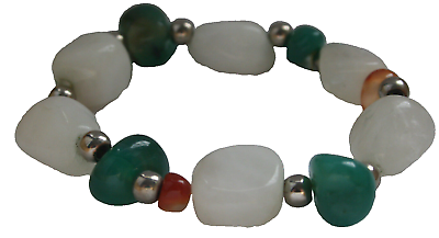 #ad New multi natural jade stones and metallic beads stretch bracelet.8.5quot; long. $6.99