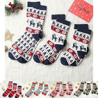 #ad Kid Adult Unisex Sock Christmas Print Winter Socks Family Matching Casual Sock GBP 3.99