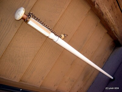 #ad antique WHITE PORCELAIN DOORKNOB Walking Stick Cane OAK shaft 300 lbs. made USA $79.00