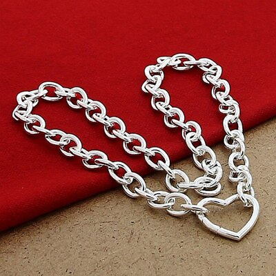 #ad Enduring Elegance 925 Sterling Silver Heart Pendant Necklace Chain Jewelry $11.23