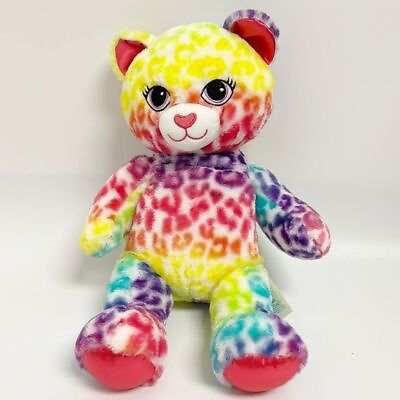 #ad Build A Bear 2017 Rainbow Cheetah Print Bear Cat Plush Stuffed Animal Toy $13.30