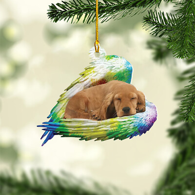 #ad Golden cocker Dog In Angel Wing Hanging Ornament Memorial Dog Christmas Gift $19.99