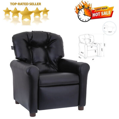 #ad Kids Recliner Chair Sofas Home Theater Seating Relaxing Faux Leather Furniture $92.46