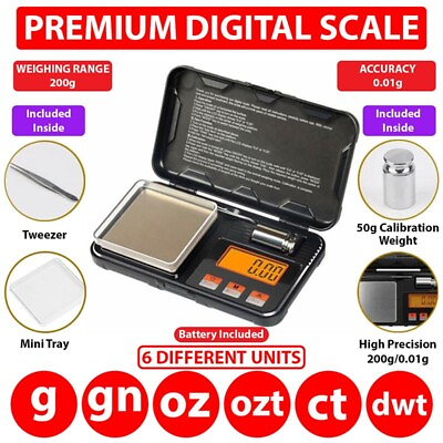 #ad Digital Pocket Scale Jewelry Mini Scale 200gx0.01g digital scale gram Herb Karat $16.99