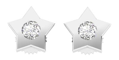 #ad Star Fashion Studs Earrings 14K White Gold I1 G 0.15Ct Natural Diamond Bezel Set $307.99