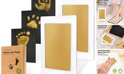 #ad Inkless Hand and Footprint Kit Ink Pad for Baby Hand and 2 Pack Gold $15.69