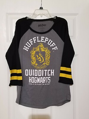 #ad Harry Potter Hogwarts Hufflepuff Quidditch 3 4 sleeve T Shirt Women#x27;s Size Med M $17.89
