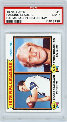 #ad ROGER STAUBACH TERRY BRADSHAW 1979 Topps #1 Passing Leaders PSA 7 NM Near Mint $59.95