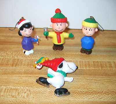 #ad Set of Four Vintage Hallmark Peanuts Charlie Brown Christmas Ornaments $25.00
