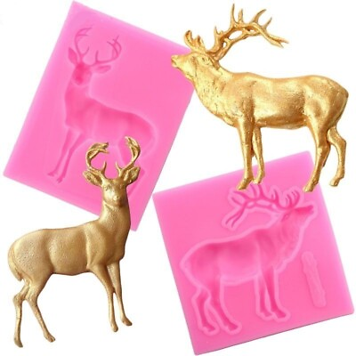 #ad Silicone Mold 3D Deer Fondant Candy Chocolate Cake Decoratin Tool Cupcake Topper $11.83