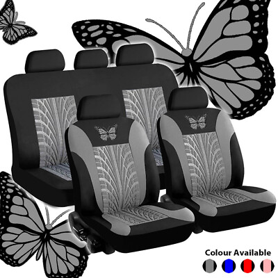 #ad 4 9Pcs Universal Car Seat Cover Set 3D Butterfly Auto Seat Cushion Protectors $18.66