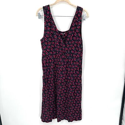 #ad Garnet Hill Novelty Cherry Print Women Medium V Neck Stretch Mini Dress $29.99