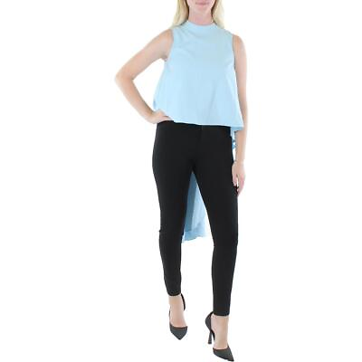 #ad Gracia Womens Blue Hi Low Back Zipper Top Blouse Shirt S BHFO 3896 $10.99