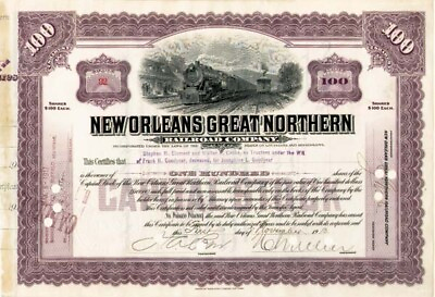 #ad Goodyear Will New Orleans Great Northern Railroad Stock Certificate Autogr $135.00