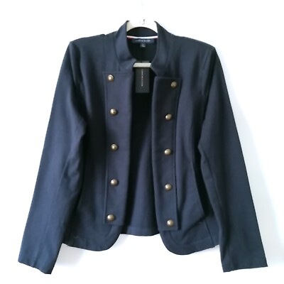 #ad Tommy Hilfiger Womens Navy Blue Long Sleeve Outdoor Button Blazer Coat Size L $59.95
