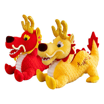 #ad 2024 Cute Simulation Chinese Dragon Doll Zodiac Dragon Year Mascot Plush Toy $21.99