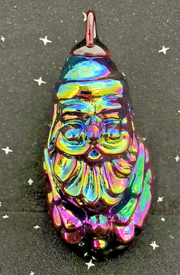#ad Vintage Carnival Glass Santa Claus Ornament 5.5quot; 1980#x27;s $25.25