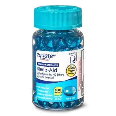 #ad Equate Maximum Strength Diphenhydramine HCl Sleep Aid Softgels 50 mg 100 Count $8.88