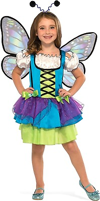 #ad Rubies Glittery Blue Butterfly 3 Piece Tulle Dress Costume Outfit Size Large 10 $27.96