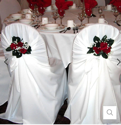 #ad Universal Chair Covers White Polyester Self Tie Wedding Party Chair Decoration $85.00