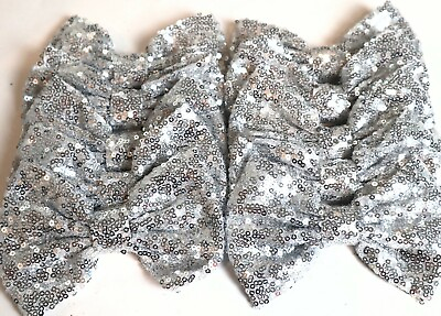 #ad Set of 12 Large 5 inches Silver Sequin BowsDIY Wholesale Bows NO CLIP $21.00