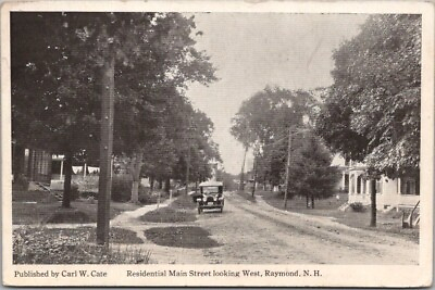 #ad RAYMOND New Hampshire Postcard quot;Residential Main Street Looking Westquot; c1910s $5.40