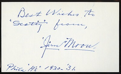 #ad Jimmy Jim Moore d1986 signed autograph auto Baseball 3x5 Index Card 3089 $14.40