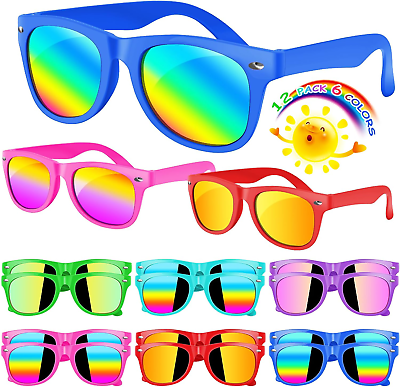 #ad Kids Sunglasses Bulk Kids Sunglasses Party Favor 12 Pack Neon Party Sunglasses $20.38