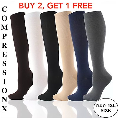 #ad Compression Socks Stockings Mens and Womens Knee High Medical Relief S M 4XL $2.77