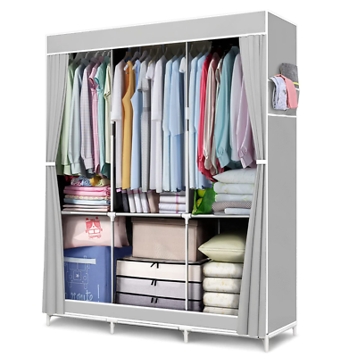 #ad New Design Portable Clothes Closet Wardrobe Rack Storage Organizer Shelf Durable $41.79