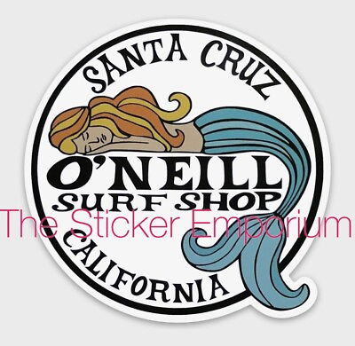 #ad Vtg O#x27;Neill Surf Shop Santa Cruz California Mermaid Surfing Surfboard Sticker $6.95