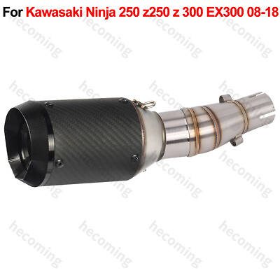 #ad 160mm Slip on Exhaust For Kawasaki Z250 Ninja 300 Muffler System 08 18 Carbon $72.55