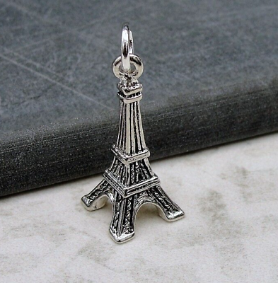 #ad Silver 3D Eiffel Tower Charm Paris Charm France Charm Travel Charm Jewelry $9.95