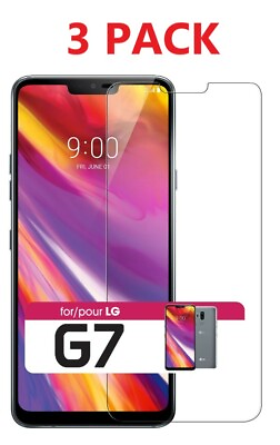 #ad 3 Pack For LG ThinQ G7 Premium Clear HD Tempered Glass Screen Protector $5.49