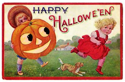 #ad Halloween Children And Jack O Lantern 1908 Postcard. International Art Pub. Co. $29.97