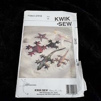 #ad Kwik Sew 2413 Gecko Frog Starfish Stuffed Toy Pattern 2 Szs 1 PC CUT REST UNCUT $12.98