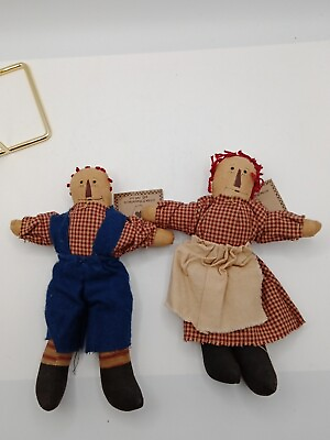 #ad 2 Hands To Work Folk Art Handmade Andy amp; Annie Dolls $15.40