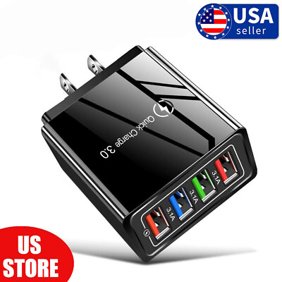 #ad Black 4 Port USB Wall Charger USB Fast Quick Charge QC 3.0 Power Adapter Plug US $5.80