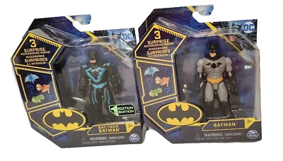 #ad 2 DC Comics Batman 4 inch Bat Tech Batman and Action Figures 6 Mystery $17.68