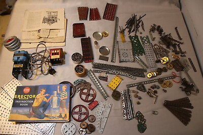 #ad Vintage Erector Set with booklets 1920s 1940s includes working motor $65.00