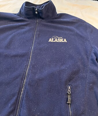 #ad Polar Quality Sportswear XL Fleece Alaska Embroidered Full Zip Jacket Navy Blue $19.91