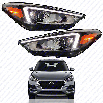 #ad For 2019 2020 2021 Hyundai Tucson Headlight Assembly Halogen W LED DRL Set 2pcs $359.95