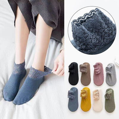 #ad Fashion Lace Warmer Socks Women Ladies Ankle Socks Non Slip Cotton New $2.13