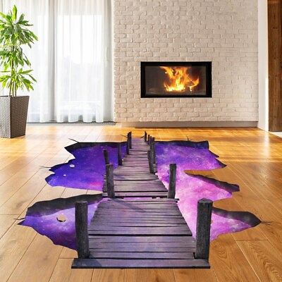 #ad 3D Space Bridge Floor Vinyl Decal Galaxy Bathroom Living Room Decor Kids Class $149.60