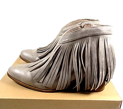 #ad NEW London Rag METALLIC FRINGY Ankle Boots 2quot; Block Heel $18.71