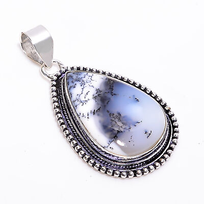 #ad Dendrite Opal Gemstone Vintage Handmade 925 Sterling Silver Pendant 1.9quot; GSR1061 $14.99