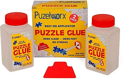 #ad PuzzleWorx Jigsaw Puzzle Glue Easy On Applicator Pack of 2 Non Toxic Clear $26.25